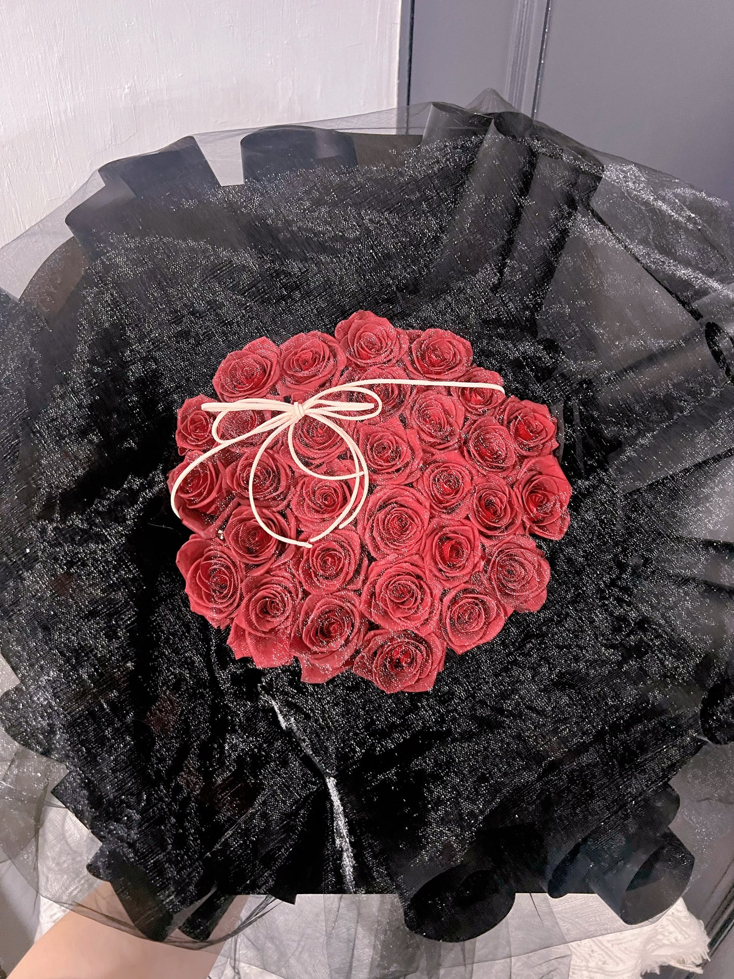 33 Stalks Red Preserved Roses in Dreamy Bouquet