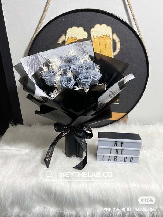 Gentleman Series ; Grey Preserved Roses Bouquet